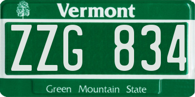 VT license plate ZZG834