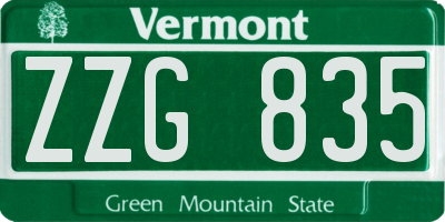 VT license plate ZZG835