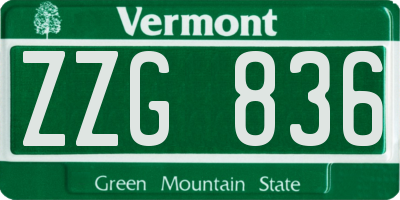VT license plate ZZG836