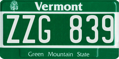 VT license plate ZZG839