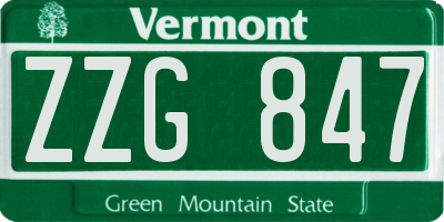 VT license plate ZZG847