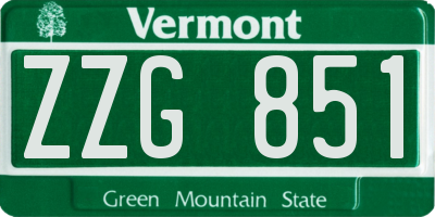 VT license plate ZZG851