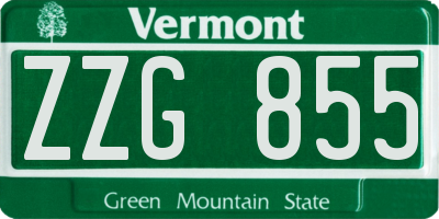VT license plate ZZG855