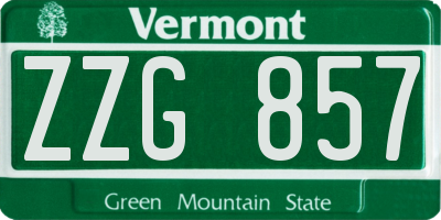 VT license plate ZZG857