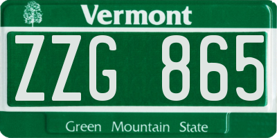 VT license plate ZZG865