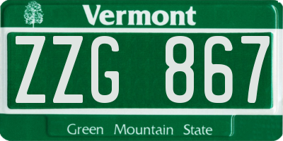 VT license plate ZZG867