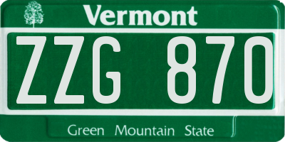 VT license plate ZZG870