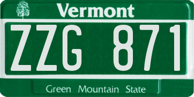 VT license plate ZZG871
