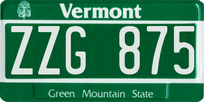VT license plate ZZG875