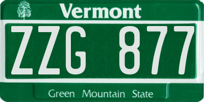 VT license plate ZZG877