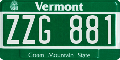 VT license plate ZZG881