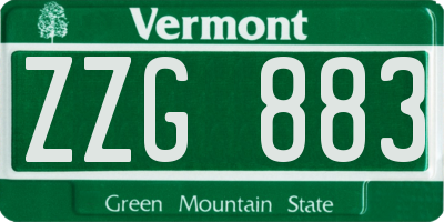 VT license plate ZZG883