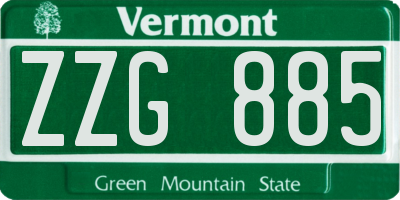 VT license plate ZZG885