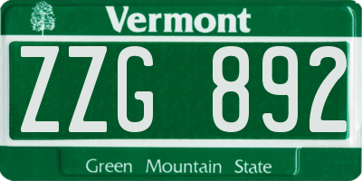 VT license plate ZZG892