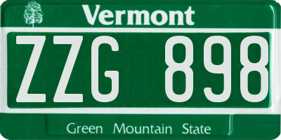 VT license plate ZZG898