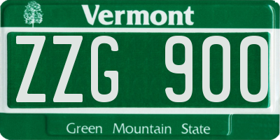 VT license plate ZZG900