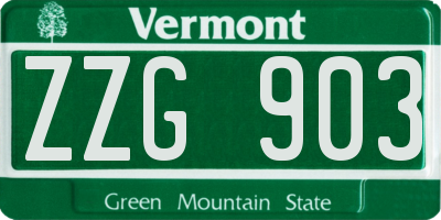 VT license plate ZZG903