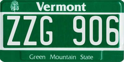 VT license plate ZZG906