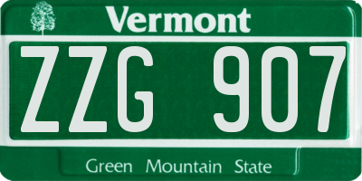 VT license plate ZZG907