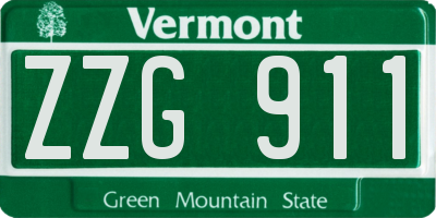 VT license plate ZZG911