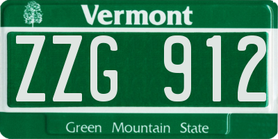 VT license plate ZZG912