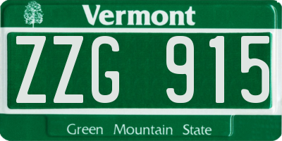 VT license plate ZZG915