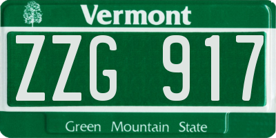 VT license plate ZZG917