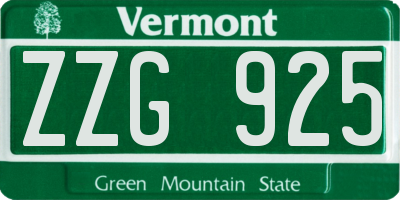 VT license plate ZZG925
