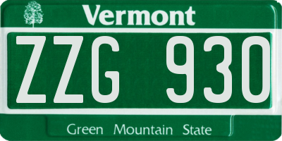 VT license plate ZZG930