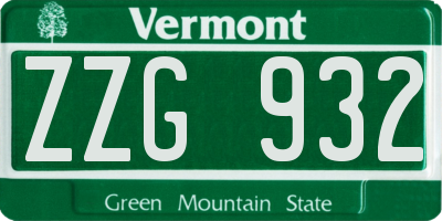 VT license plate ZZG932