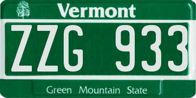 VT license plate ZZG933