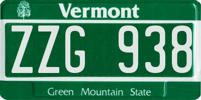 VT license plate ZZG938