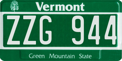 VT license plate ZZG944