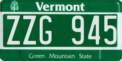 VT license plate ZZG945