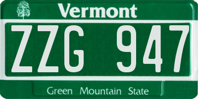 VT license plate ZZG947