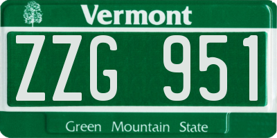 VT license plate ZZG951