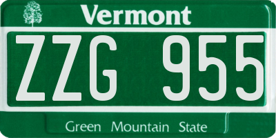 VT license plate ZZG955