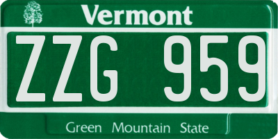 VT license plate ZZG959
