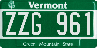 VT license plate ZZG961