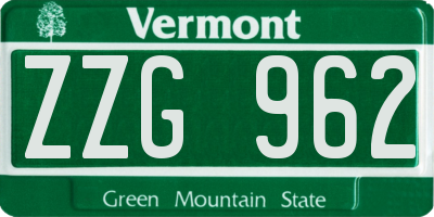 VT license plate ZZG962