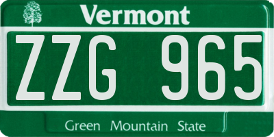 VT license plate ZZG965