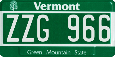 VT license plate ZZG966