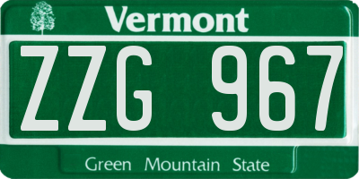 VT license plate ZZG967