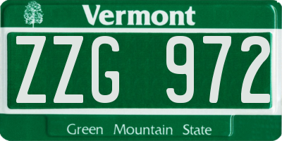 VT license plate ZZG972