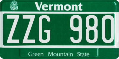 VT license plate ZZG980