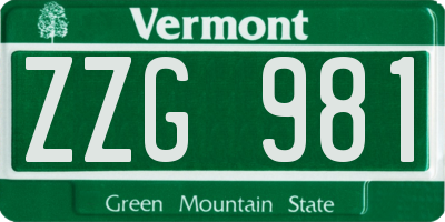VT license plate ZZG981
