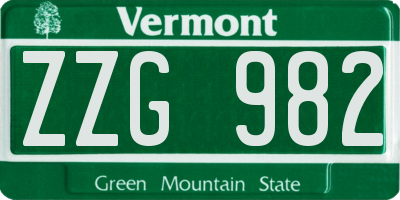 VT license plate ZZG982