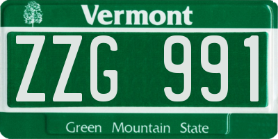 VT license plate ZZG991