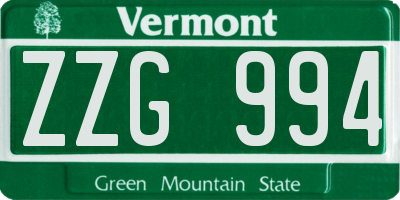 VT license plate ZZG994