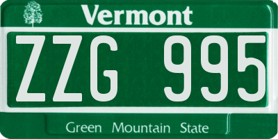VT license plate ZZG995